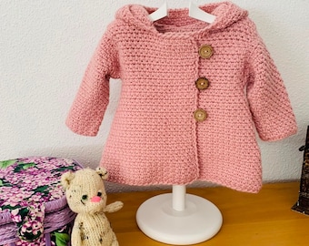 English crochet PDF pattern Carmen Coat from 0m to 5 years