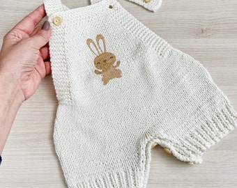 Patrón PDF Pelele rabbit (2-4 mes). Patron detallado peto blanco bebe