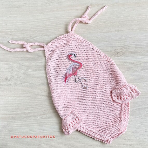 SPANISH Pdf Pattern Pink Baby Knitted Romper Etsy