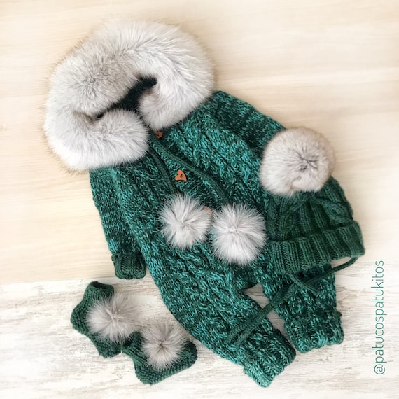 baby romper with fur collar