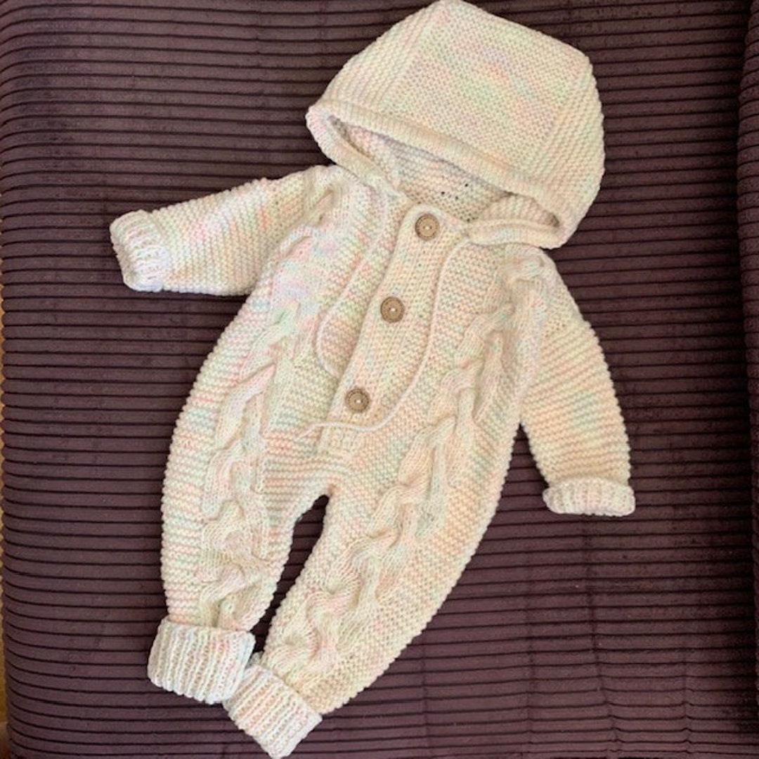 Patron PDF Enterio Buzo Mameluco con agujas rectas para bebe de 0 a 18 mes Etsy Espana