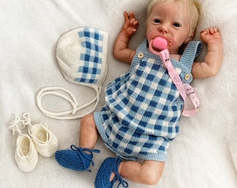 Knitted baby set Vichy for summer