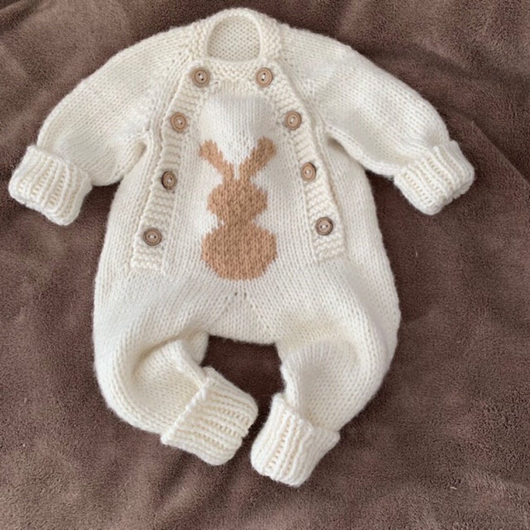Autumn Rabbit Pattern Handknit Quality Romper main image 0