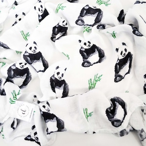 Muslin Baby Blanket, Panda Baby Blanket, Bamboo Blanket, Muslin Swaddle Blanket, Baby Panda Swaddle, Baby Swaddle, Baby Boy Swaddle, Newborn