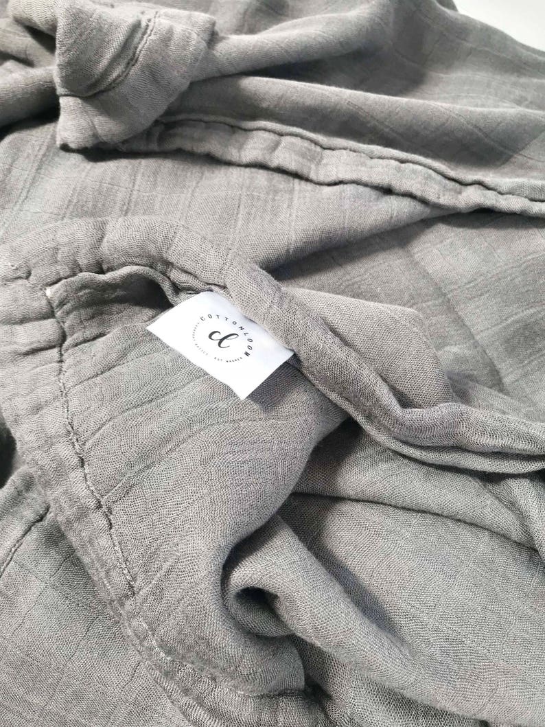 Muslin Throw Blanket Muslin Adult Blanket Grey Throw Bamboo Etsy