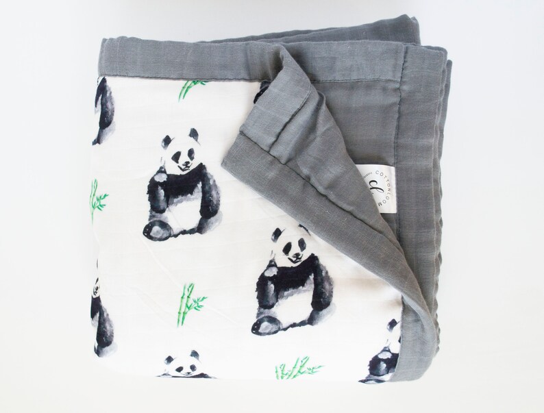 Muslin Baby Blanket Panda Baby Blanket Bamboo Blanket Etsy