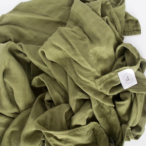 Olive Green Bamboo Muslin Baby Swaddle Blanket