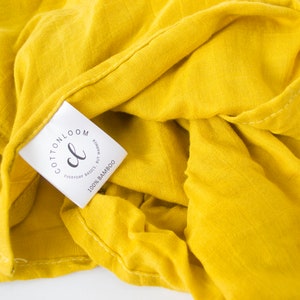Mustard Bamboo Muslin Baby Swaddle Blanket: Unisex