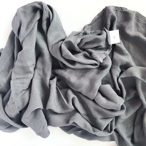 Grey Bamboo Muslin Baby Swaddle Blanket: Unisex Lightweight Cover
