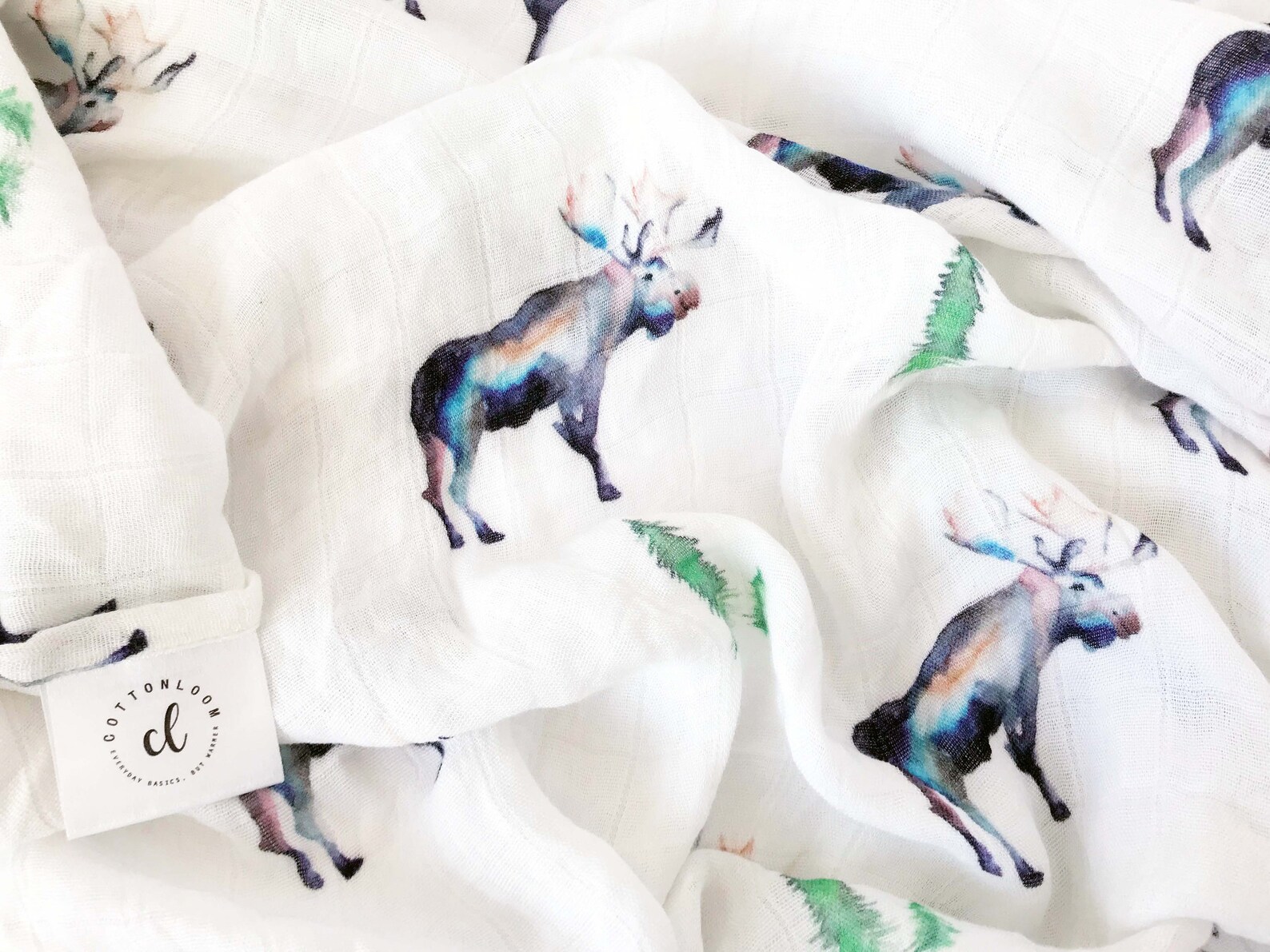 Muslin Baby Blanket Moose Baby Blanket Bamboo Blanket Etsy