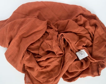 Muslin Baby Blanket, Rust Baby Blanket, Bamboo Blanket, Muslin Swaddle Blanket, Unisex Swaddle, Orange Swaddle, Rust Muslin Blanket