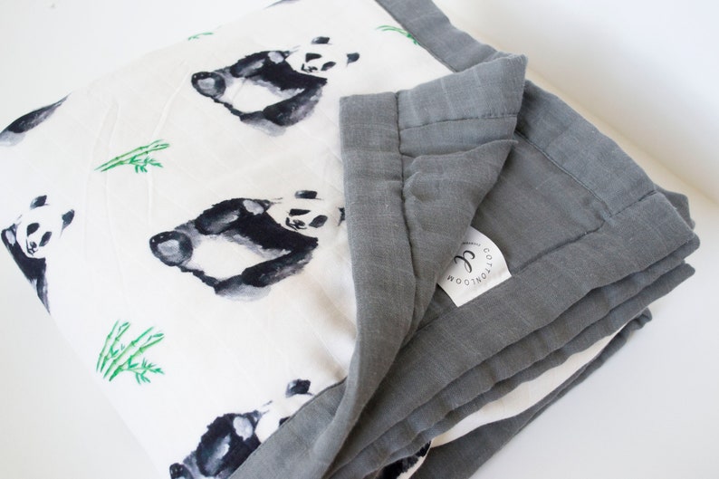Muslin Baby Blanket Panda Baby Blanket Bamboo Blanket Etsy