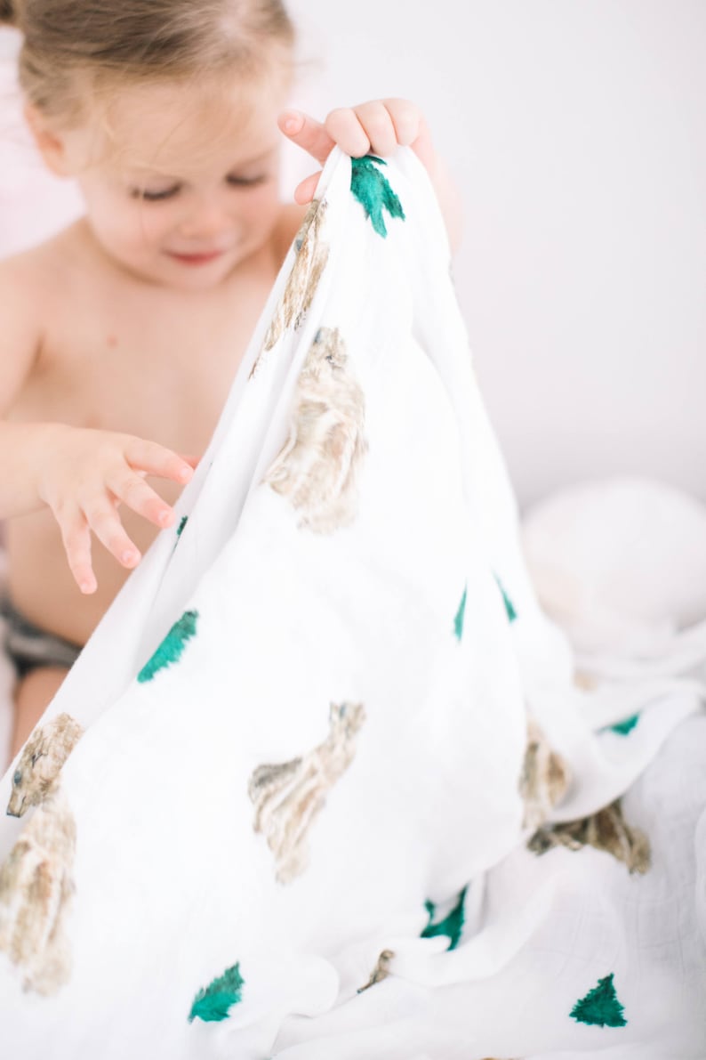 Muslin Baby Blanket Bear Baby Blanket Bamboo Blanket Muslin Etsy