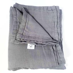 Grey Bamboo Muslin Throw Blanket: Lightweight Bed Couch Blanket