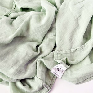 Mint Bamboo Muslin Baby Swaddle Blanket: Unisex Design