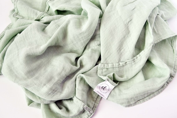 Muslin Baby Blanket Mint Baby Blanket Bamboo Blanket Muslin | Etsy