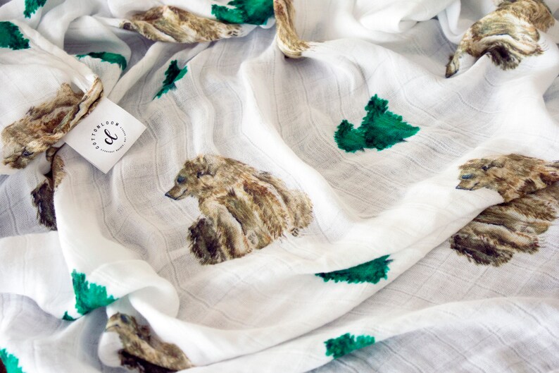 Muslin Baby Blanket Bear Baby Blanket Bamboo Blanket Muslin Etsy