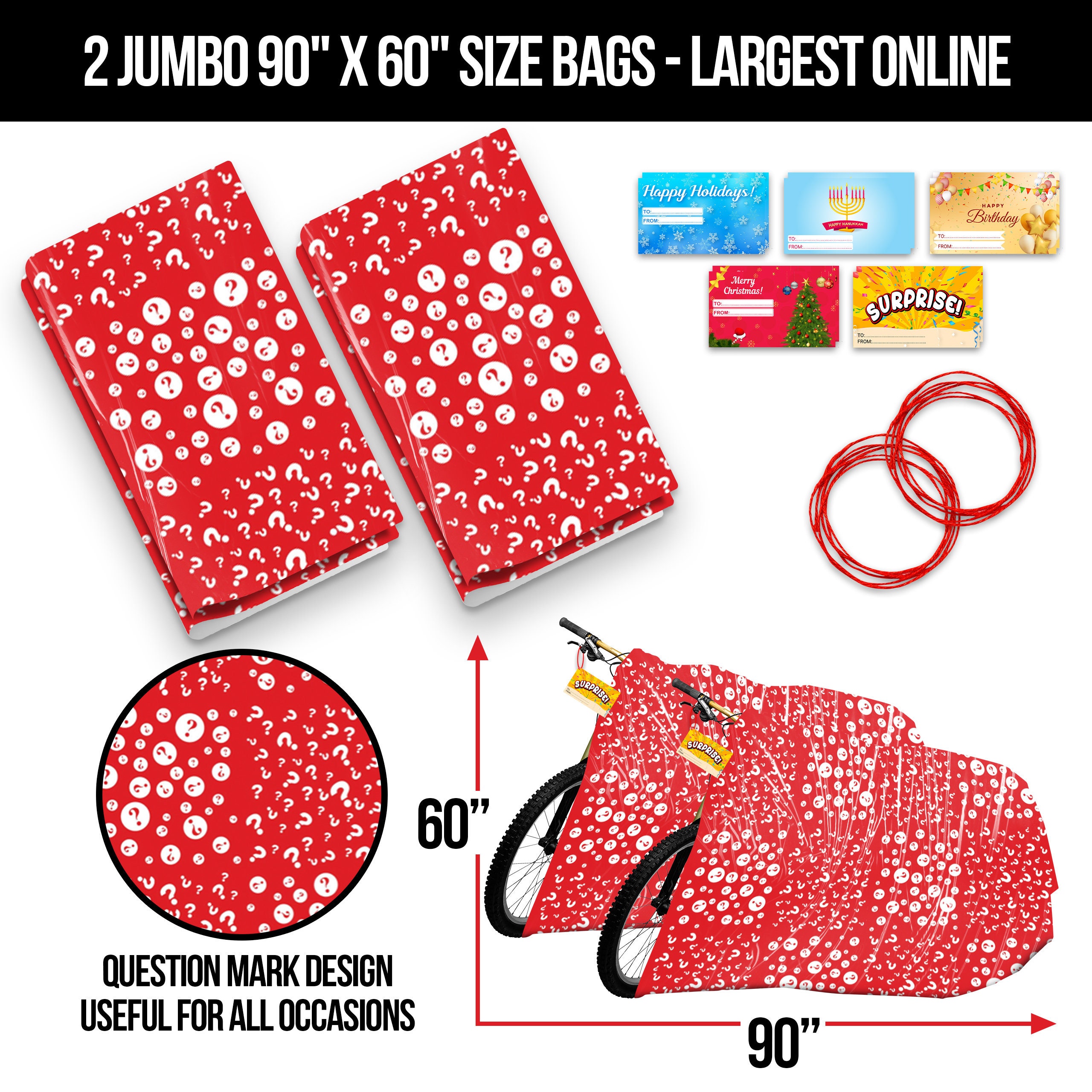 2 Jumbo Bike Gift Bags 90x 60 Extra Large Bicycle Bag Set Includes Gift