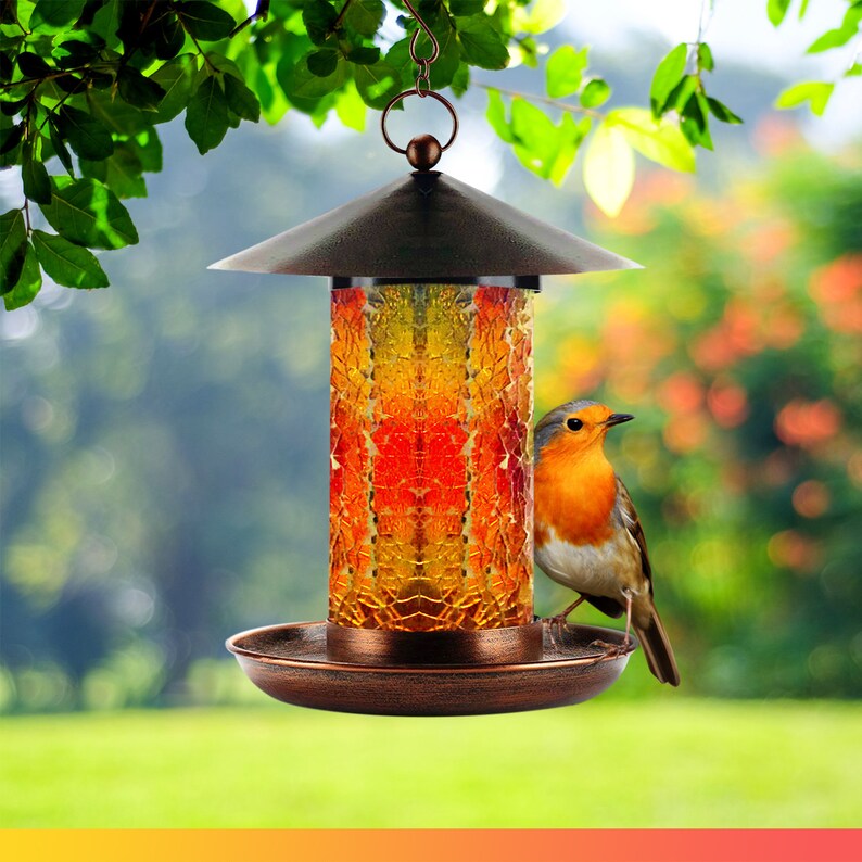 Handmade Solar Powered Hanging Bird Feeders For The Outdoors Etsy