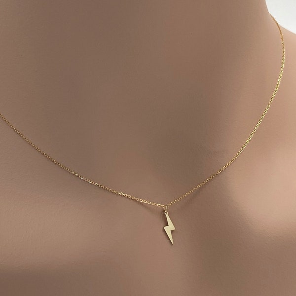 Gold Lightning Bolt Necklace Etsy