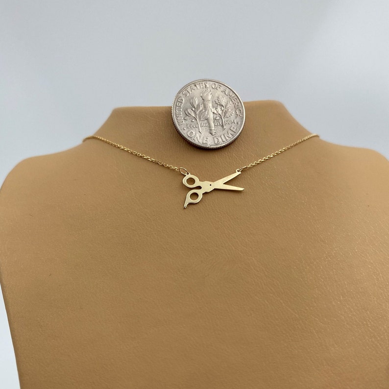 Real 14k Solid Gold Minimal Scissors Necklace, Dainty Scissors Necklace