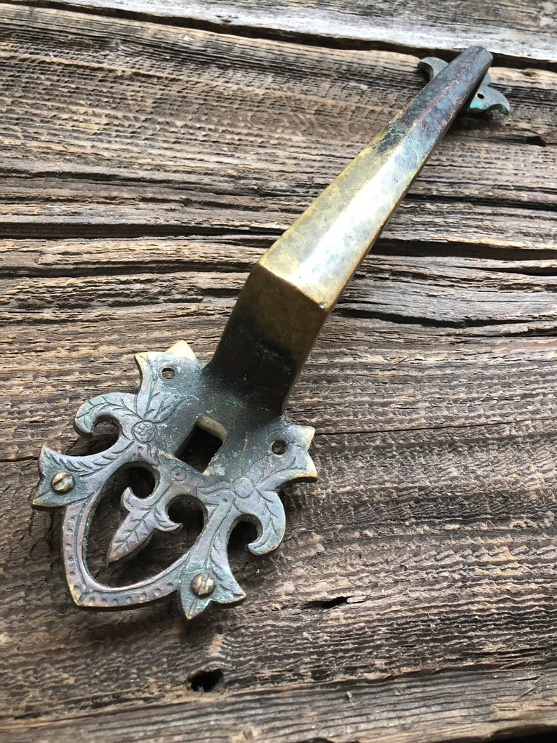Vintage heavy duty solid dummy door handle on a solid plate