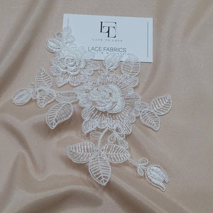 Elfenbeinfarbene Spitze Applikation, Ivory Spitze, französische Chantilly Spitze Applikation, 3D Spitze, Braut Applikation, Applikation M0060