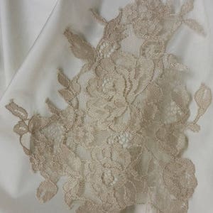 Beige Spitzen Applikation, Natürliche Hautfarben Spitze Applikation, Französische Chantilly Spitze, Hochzeitsspitze, Applikation, 3D Spitze, Brautspitze Applikation L91821_1
