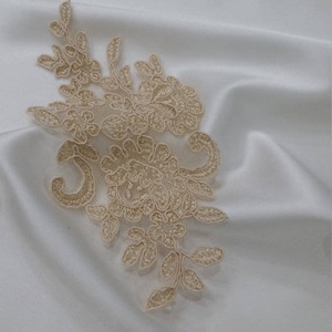 Applique in pizzo beige, accessori in pizzo beige, applique in pizzo francese Chantilly applique da sposa applique in pizzo da sposa pizzo ricamato M0016