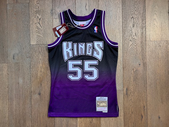 Buy the Nike Sacramento Kings Jason Williams #55 Men's Black/Purple Jersey Size L