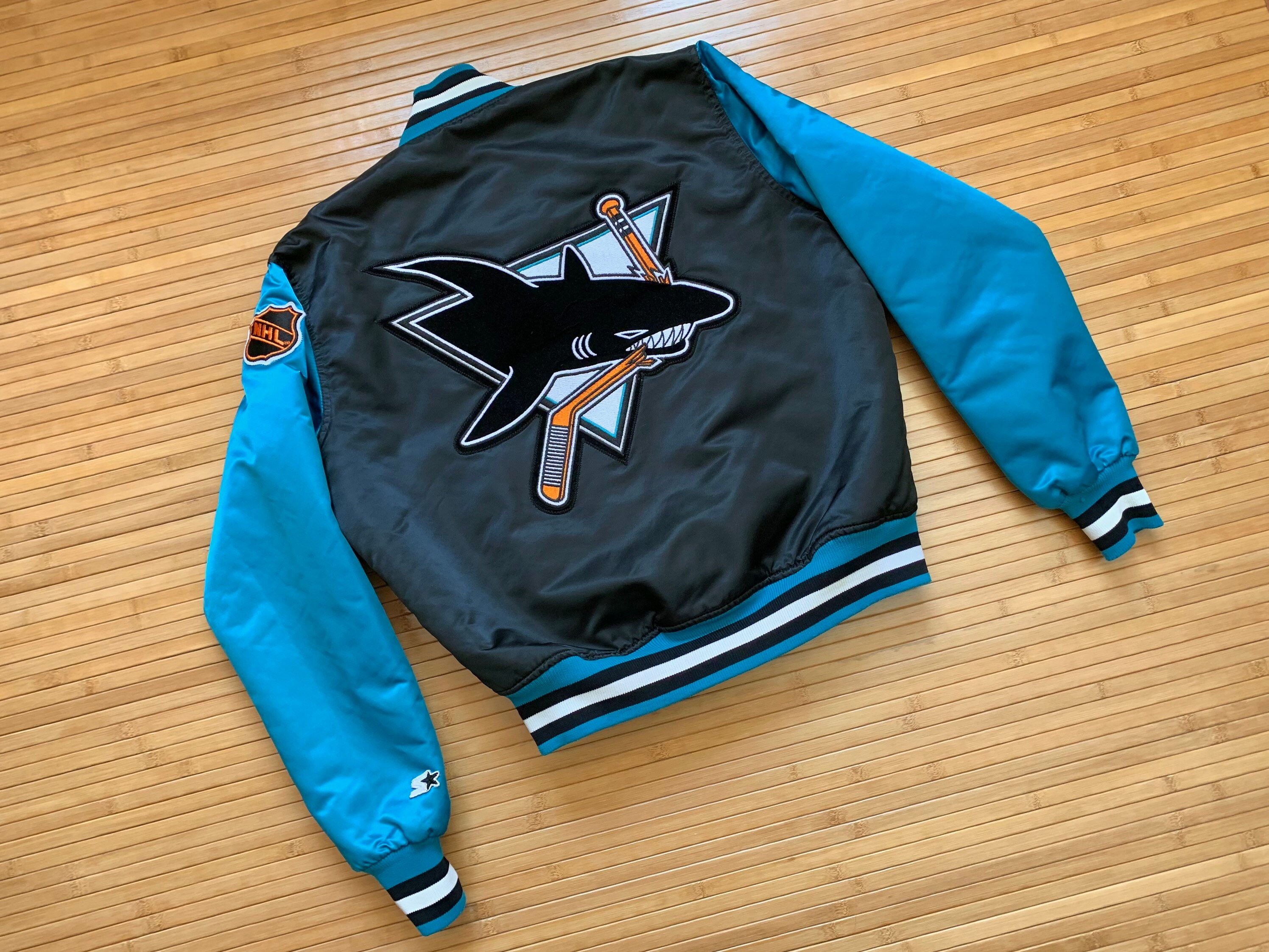 VTG San Jose Sharks Starter Satin Jacket Two Tone Big Logo Etsy