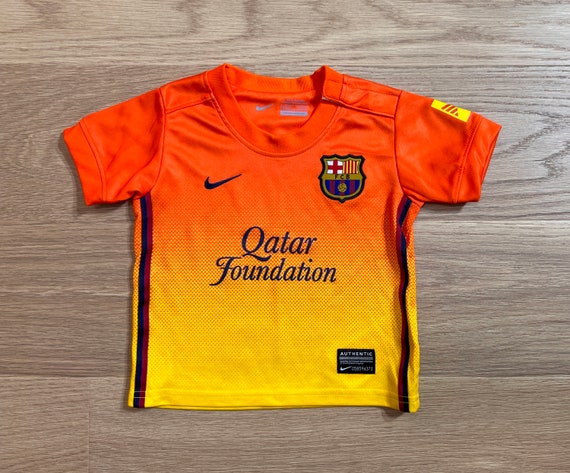 FC Barcelona Qatar Airways Orange Red Soccer Foot… - image 1