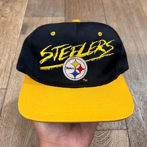 Vintage Pittsburgh STEELERS snapback hoed pet verstelbare NFL AJD tag jaren 90 zwart