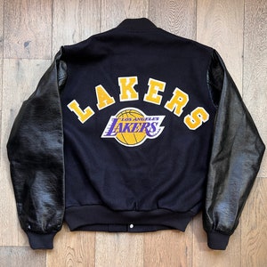 La Lakers Satin Black/Gold Bomber Jacket