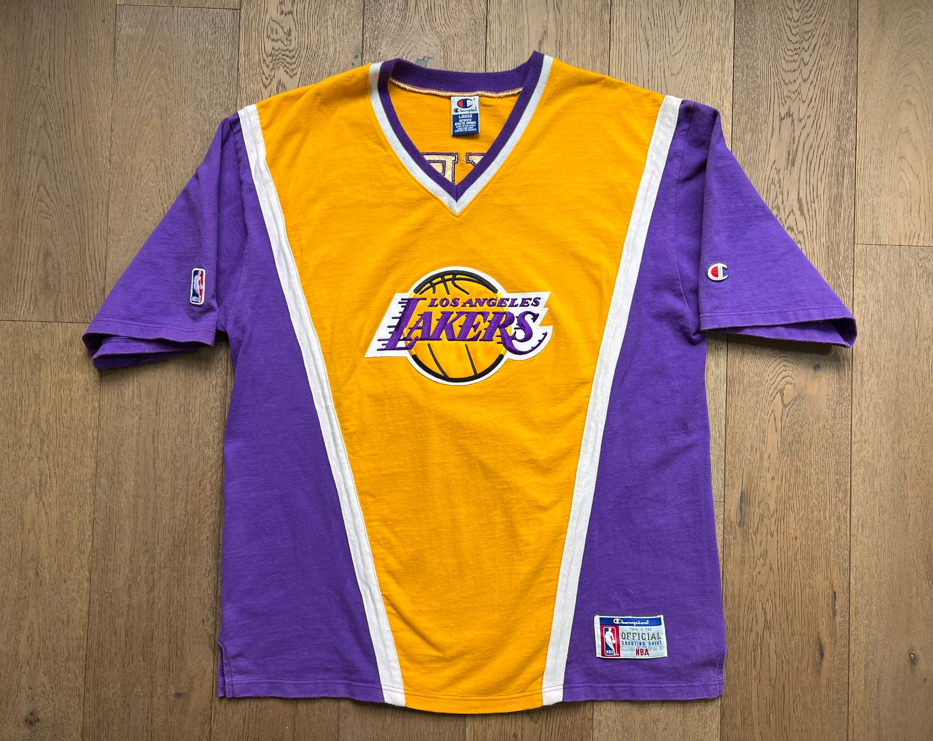 Vintage CHAMPION NBA Los Angeles Lakers Basketball Jersey Yellow Large