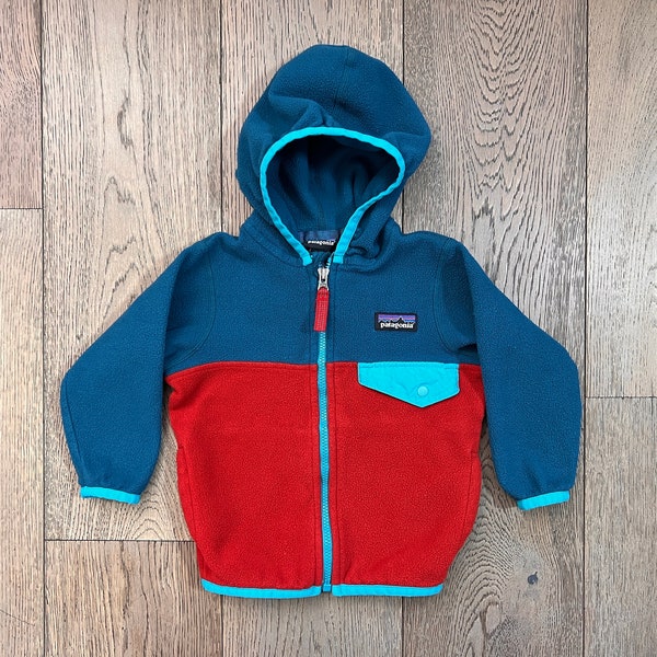 Patagonia Synchilla Fleece Size 6 / 12 months Micro D Snap-T Fleece Hooded Zip Up Jacket Hoodie