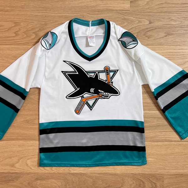 VTG San Jose Sharks Hockey Jersey Adult Small CCM Maska Authentic 90s Teal