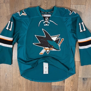 Bryan Lerg Reebok Edge San Jose Sharks Jersey Sz 56 Teal Fight Strap Authentic