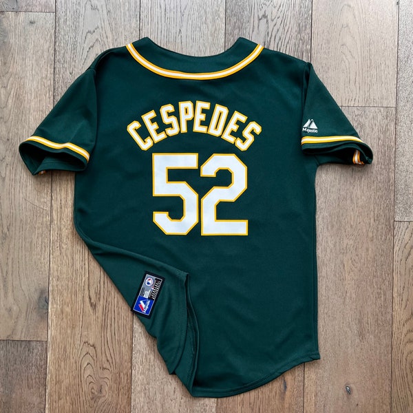 Oakland Athletics A’s Yoenis Cespedes green jersey Majestic size Medium Youth 10-12