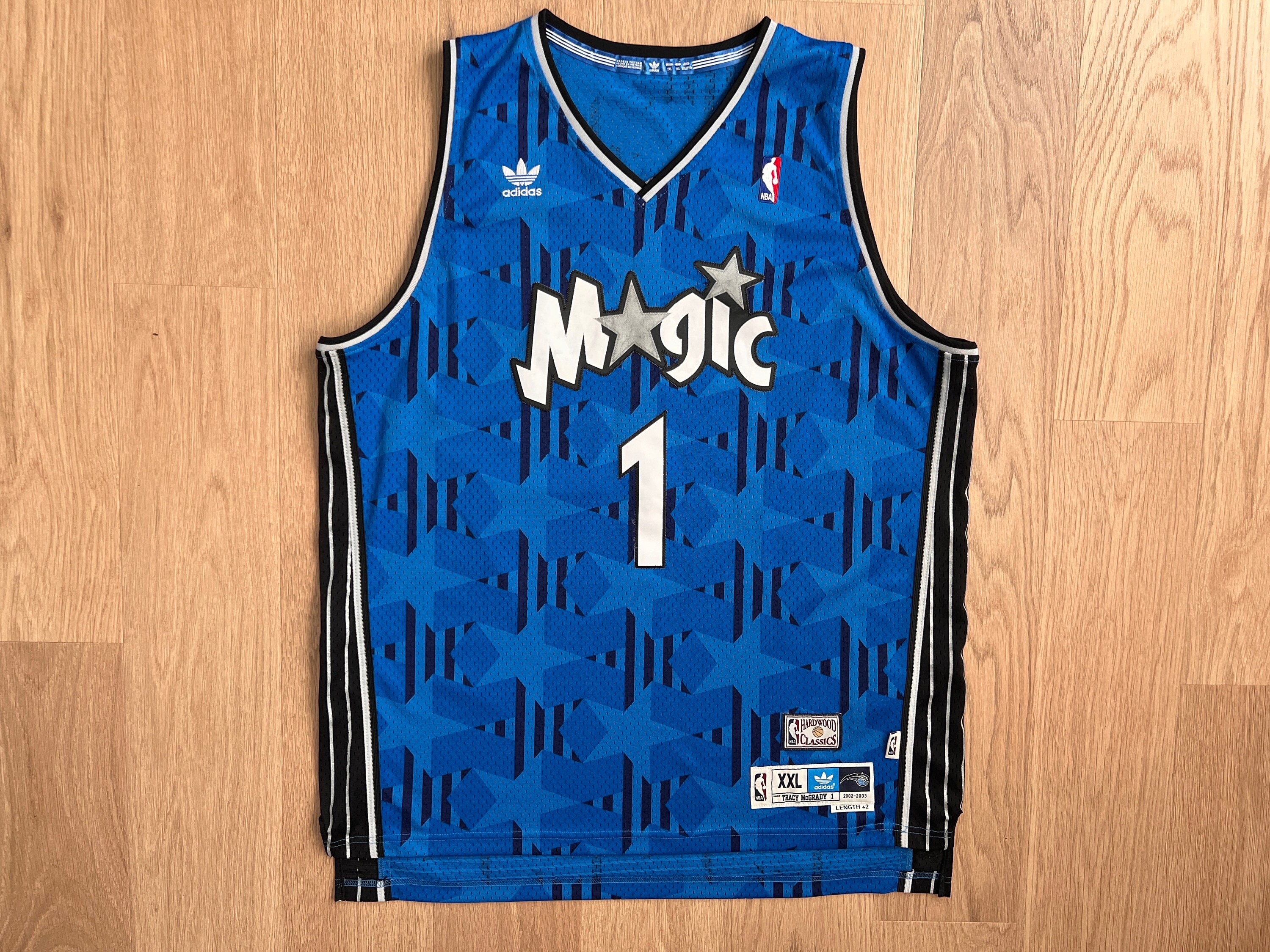 Vintage Nba HWC Orlando Magic Tracy Mcgrady Jersey SEWN Blue Stars 