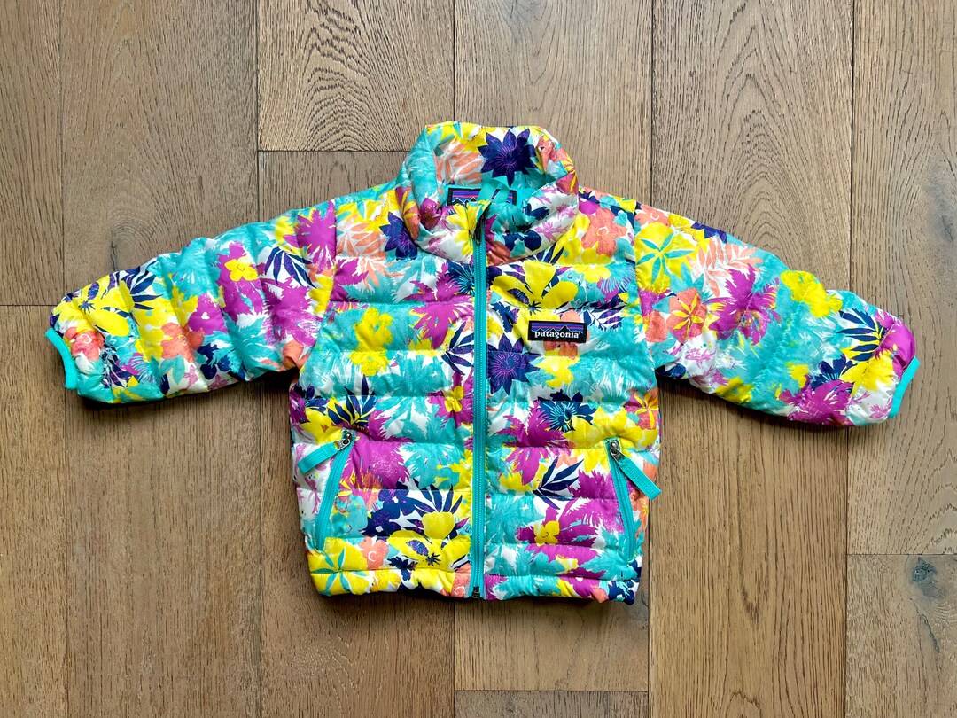 Patagonia Puffer Jacket Kids Infant 36 Girls Floral Goose Down Puffer