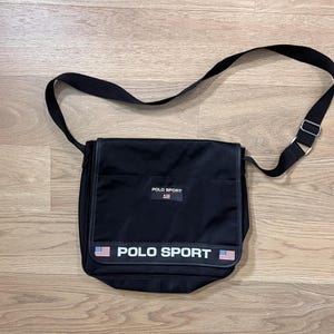 Sac de sport vintage des années 90 Polo Sport Ralph Lauren en nylon et similicuir à bandoulière