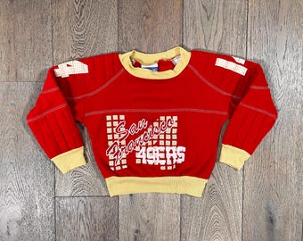 80-tals San Francisco 49ers Ray Wersching spädbarns-/småbarnströja, quiltad pullover, storlek 6 månader