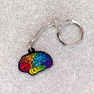 Rainbow Brain Key Ring - Neurodiversity Keyring