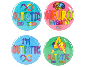 Colourful Autistic Neurodivergent badges