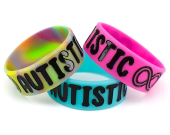 KIDS Rainbow Autistic Neurodiversity Infinity Spectrum Silicone Bracelet childs WRistband