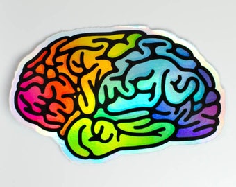 Holographic Rainbow Brain  Vinyl Sticker - Autistic Spectrum Neurodiversity