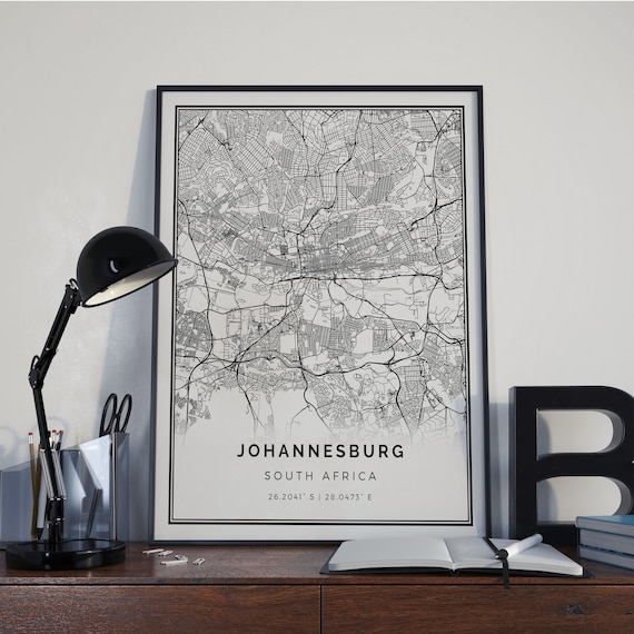 Johannesburg Map Poster Print Wall Art South Africa Gift Printable Download Modern Map Decor For Office Home And Nursery Mp688