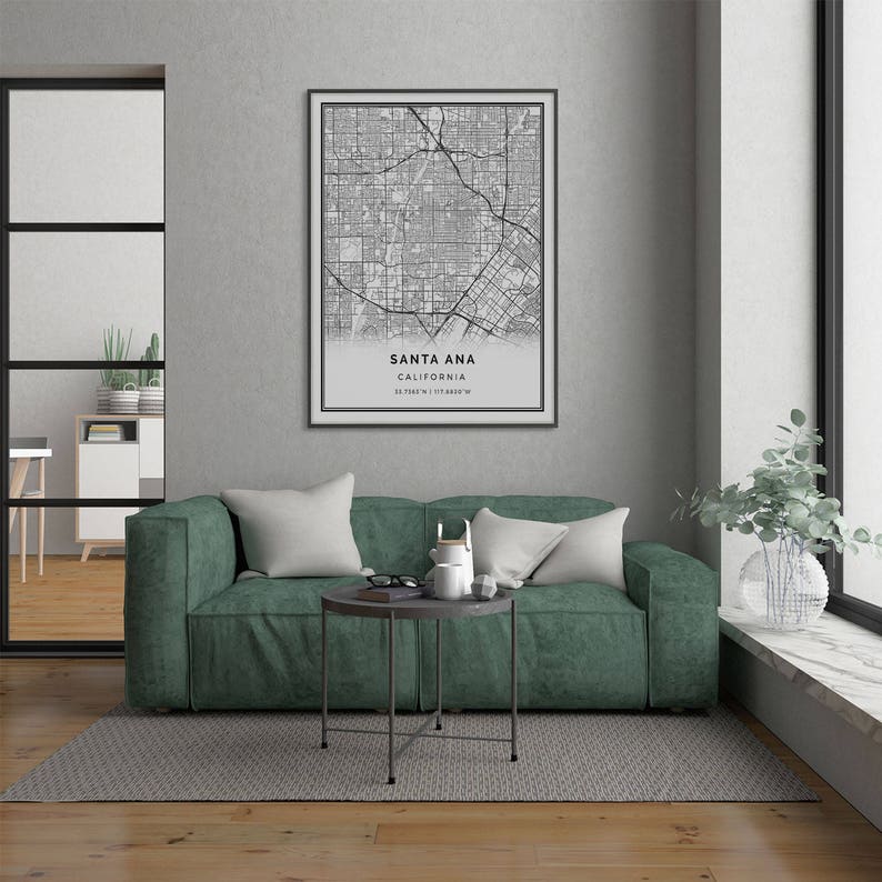 Santa Ana Map Poster Print Wall Art California Gift Etsy