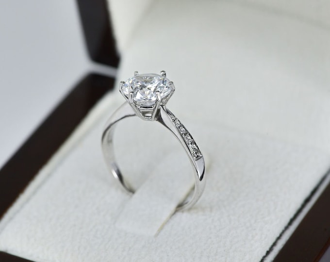 2.50 ct Lab Grown Diamond Engagement Ring, Round Cut Ring, 14k Solid Gold Ring, White Gold Diamond Ring, Wedding Diamond Ring
